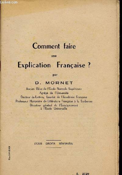COMMENT FAIRE UNE EXPLICATION FRANCAISE?.