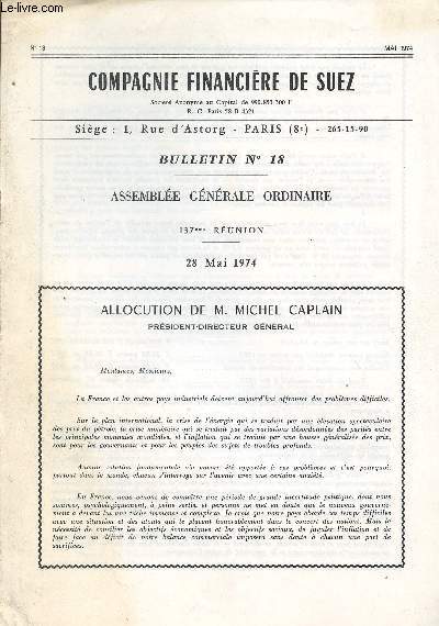 ASSEMBLEE GENERALE ORDINAIRE DU 28 MAI 1974 / BULLETIN N18.