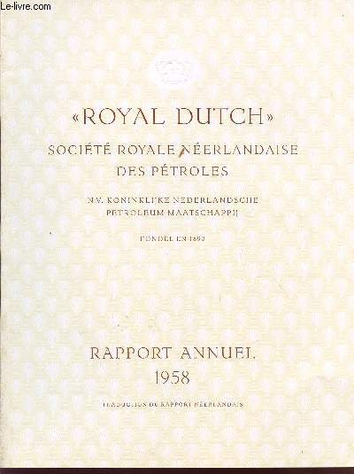 ROYAL DUTCH / RAPPORT 1958.