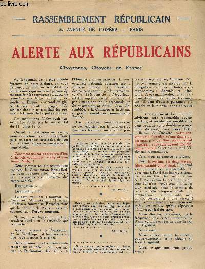 ALERTE AUX REPUBLICAINS - FRANCAIS SAUVEZ LA REPUBLIQUE ....