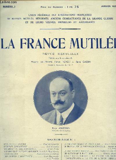 LA FRANCE MUTILEE / NUMERO 1 / JANVIER 1926.