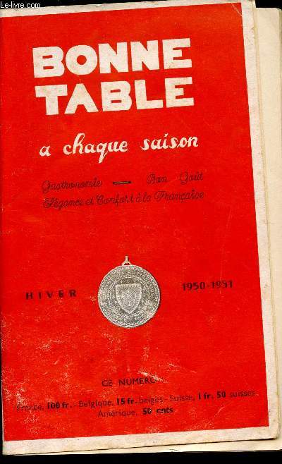 BONNE TABLE A CHAQUE SAISON / HIVER 1950-1951.