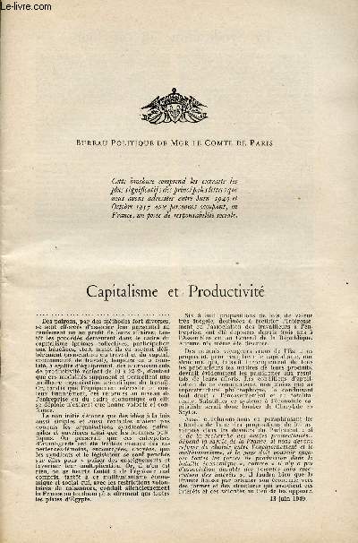 BROCHURE - EXTRAITS DES PRINCIPALES LETTRES ENTRE JUIN 1949 ET OCTOBRE 1957 ADRESSES AUX PERSONNES OCCUPANT EN FRANCE UN POSTE DE RESPONSABILITE SOCIALE.