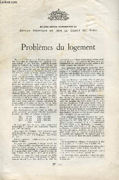 LETTRE N 111 - PROBLEMES DU LOGEMENT - 5 JUILLET 1958.