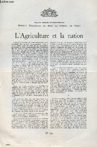 LETTRE N 130 / L'AGRICULTURE ET LA NATION / 6 AVRIL 1960.