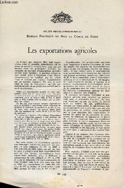 LETTRE N 143 / LES EXPORTATIONS AGRICOLES / 21 JUIN 1961.