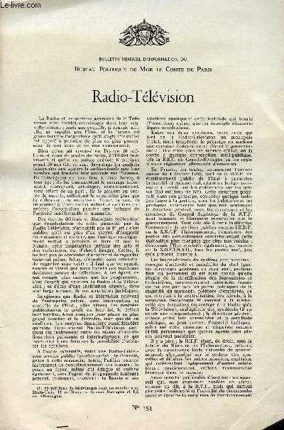 LETTRE N 154 / RADIO-TELEVISION / 22 JUIN 1962.