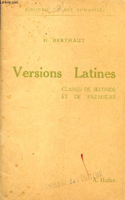 VERSIONS LATINES / CLASSES DE SECONDE ET DE PREMIERE.