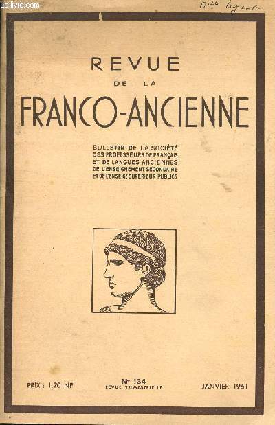 REVUE DE LA FRANCO-ANCIENNE / N134 - JANVIER 1961.