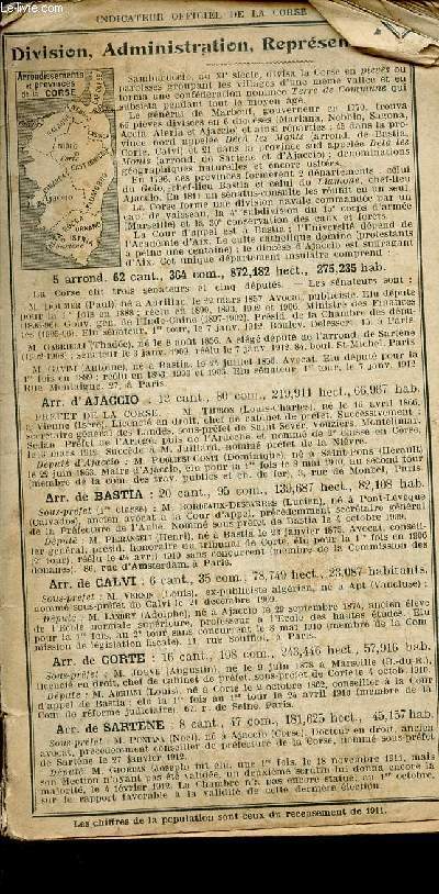 INDICATEUR OFFICIEL DE LA CORSE / GUIDE GENERAL DE LA CORSE / OCTOBRE 1912.