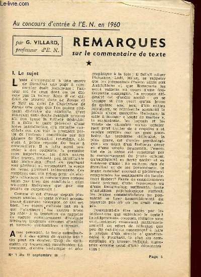 JOURNAL DES PROFESSEURS - HEBDOMADAIRE - N DU 17 SEPTMBRE 1960.