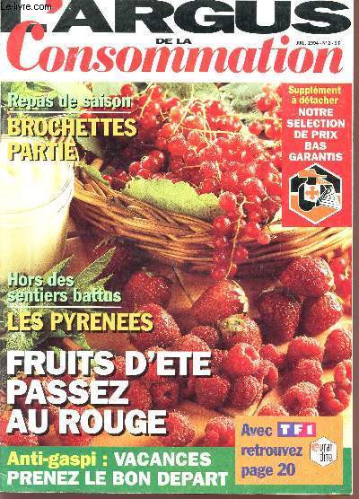 L'ARGUS DE LA CONSOMMATION - N2 - JUILLET 1994 / BROCHETTES PARTIE - LES PYRENEES - FRUITS d4ETE PASSEZ AU ROUGE - ANTI GASPI : VACANCES PRENEZ LE BON DEAPRT ....