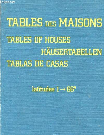 TABLES DES MAISONS - TABLES OF HOUSES - HUSERTABELLEN - TABLAS DE CASAS / PLACIDUS LATITUDES 1 - 66.