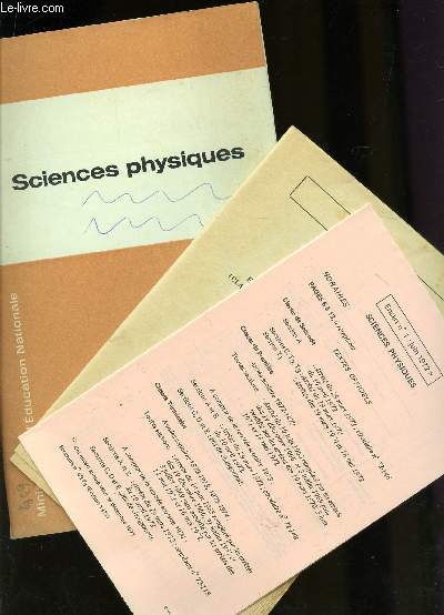 SCIENCES PHYSIQUES - HORAIRES, PROGRAMMES, INSTRUCTIONS.