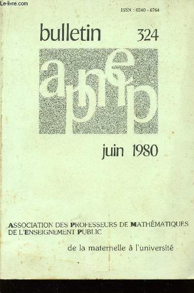 APMEP / BULLETIN 324 - JUIN 1980.