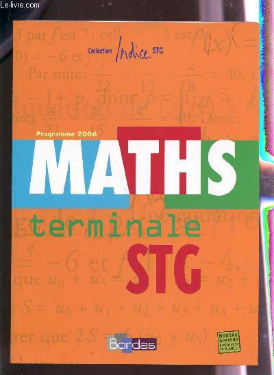 MATHS - TERMINALE STG / COLLECTION INDICE STG.
