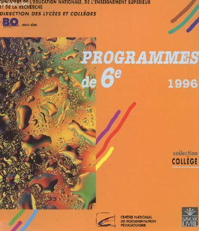 PROGRAMMES DE 6 - 1996 / COLLECTION COLLEGE.