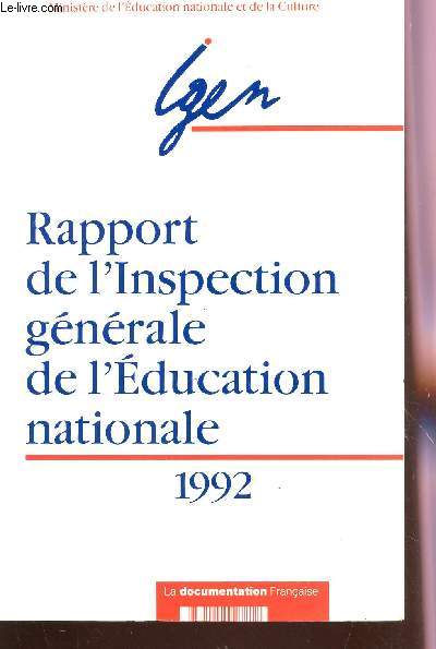 RAPPORT DE L'INSPECTION GENERALE DE L'EDUCATION NATIONALE - 1992.