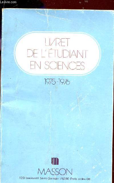 LIVRET DE L'ETUDIANT EN SCIENCES - 1975-1976.