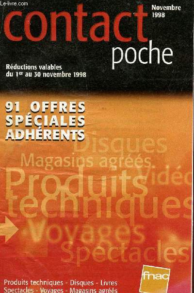 CONTACT POCHE - NOVEMBRE 1998.