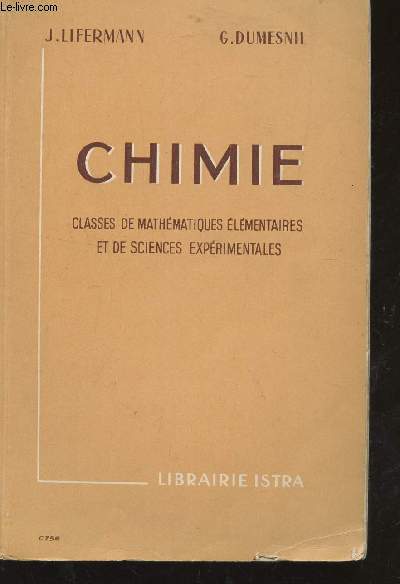 CHIMIE - CLASSES DE MATHEMATIQUES ELEMETNAIRES ET DE SCIENCES EXPERIMETNALES.