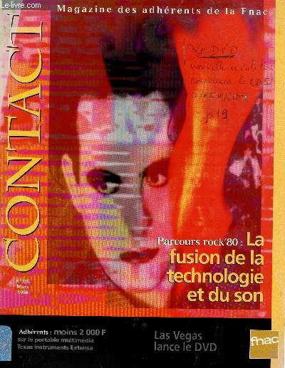CONTACT - MAGAZINE DES ADHERENTS E LA FNAC / N326 - MARS 1996 / PARCOURS ROCK'80: LA FUSION DE LA TECHNOLOGIE ET DU SON / LAS VEGAS LANCE LE DVD...