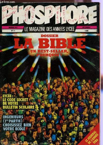 PHOSPHORE - N71 - DECEMBRE 1986 / DOSSIER : LA BIBLE, UN BEST SELLER, POURQUOI? ...