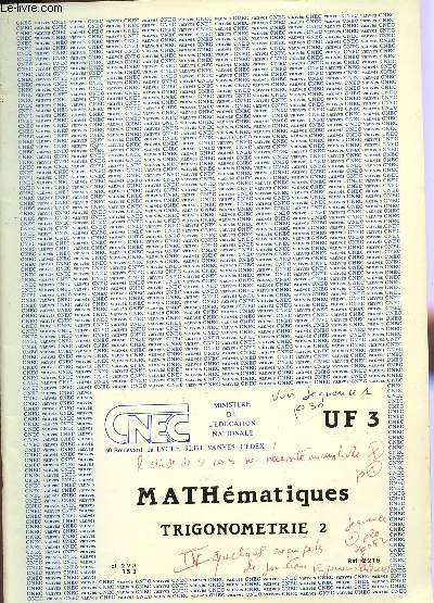 MATHEMATIQUES - TRIGONOMETRIE 2 / UF3.