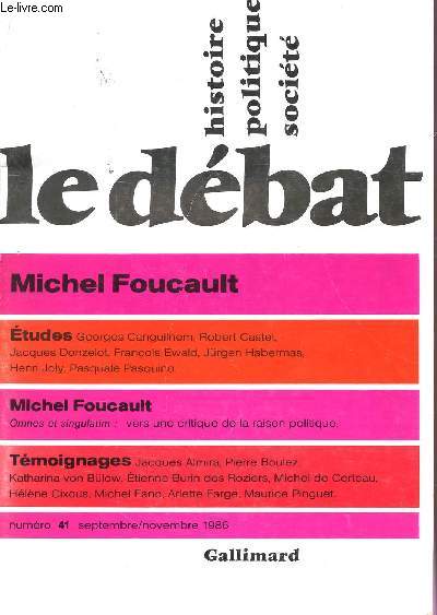 LE DEBAT (HISTOIRE POLITIQUE SOCIETE) - N41 - SEPT/OCT 1986.