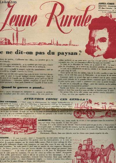 JEUNE RURALE - N1 - JANVIER-FEVRIER 1945 / QUE NE DIT ON PAS DU PAYSAN?....