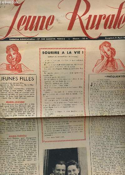 JEUNE RURALE - N2 - MARS 1945 / SOURIRE A LA VIE! (EXTRAIT DU SECOND LIVRE DE LEZARD) - 3 JEUNES FEMMES - MAISONS RURALES....