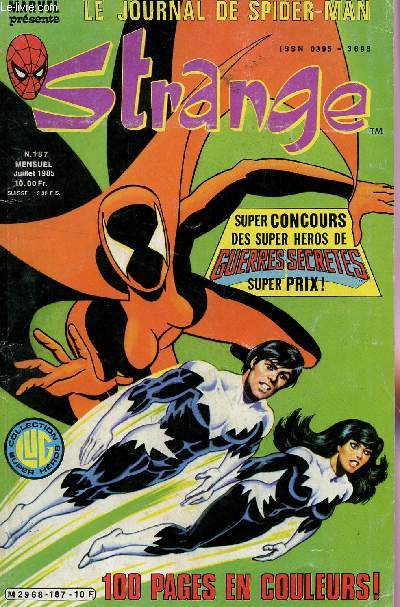 MARVEL / LE JOURNAL DE SPIDER MAN - STRANGE / N187 - JUILLET 1985 / COLLECTION SUPER HEROS.