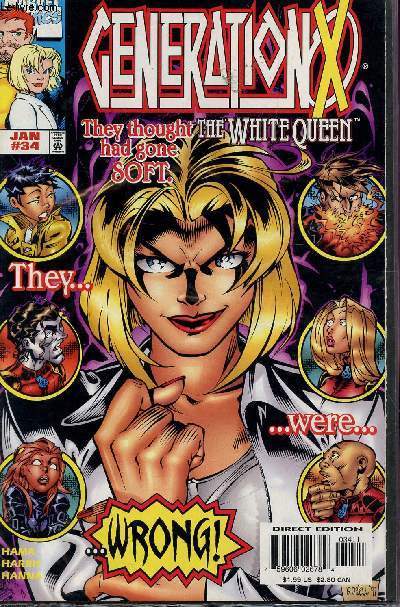 MARVEL COMICS - GENERATION X - JANVIER 1998 - N34 / THE Y THOUGT THE WHITE QUEEN HAD GONE SOFT ... THEY WERE WRONG!.
