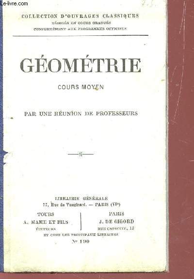 GEOMETRIE - COURS MOYEN.