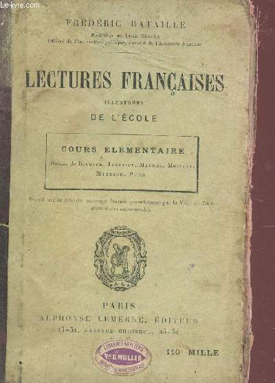 LECTURES FRANCAISES ILLUSTREES DE L'ECOLE - COURS ELEMENTAIRE.