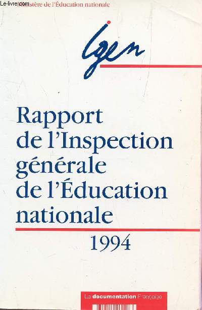 RAPPORT DE L'INSPECTION GENERALE DE L'EDUCATION NATIONALE - 1994.