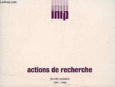 ACTIONS DE RECHERCHE / ANNEE 1987-1988.