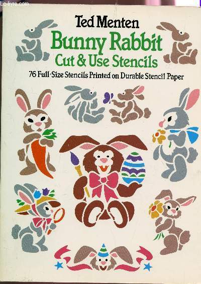 BUNNY RABBIT CUT AND USE STENCILS - 76 FULL SIZE STENCILS PRINTED ON DURABLE STENCIL PAPAER.