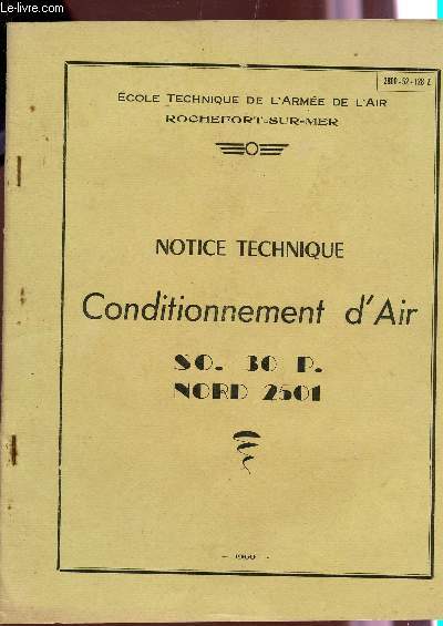 NOTICE TECHNIQUE - CONDITIONNEMENT DE L'AIR - SO - 30P - NORD 2501 / 2800-52-128Z.
