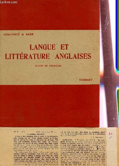 LANGUE ET LITTERATURE ANGLAISES - CLASSE DE PREMIERE.