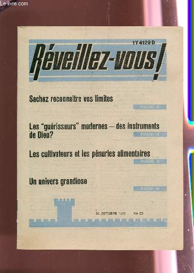 REVEILLEZ VOUS! - 22 OCTOBRE 1975 - N20 / SACHEZ RECONNAITRE VOS LIMITES - LES 
