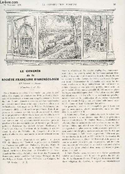 LA CONSTRUCTION MODERNE - N5 - 31 OCOTBRE 1926 / LE CONGRES DE LA SOCIETE FRANCAISE D'ARCHEOLOGIE - HOTEL DES POSTES DE LA VILLE D'EPERNAY - REVUE DE PRESSE....