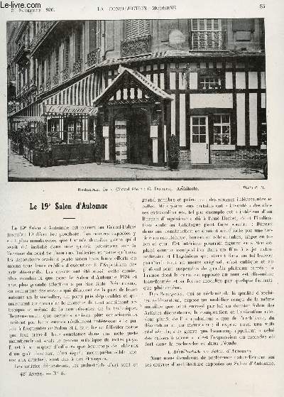 LA CONSTRUCTION MODERNE - N8 - 21 NOVEMBRE 1926 / LE 19e SALON DAUTOMNE - LE RESTAURANT DU CHEVAL PIE - LES FOSSES SEPTIQUES - ....