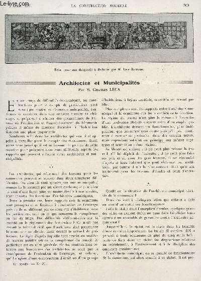 LA CONSTRUCTION MODERNE - N27 - 3 AVRIL 1927 / ARCHITECTES ET MUNICIPALITES - MAISONS DE VILLE AVEC MAGASINS A BETHUNE - L'HOTEL DE VILLE DE CASABLANCA - .