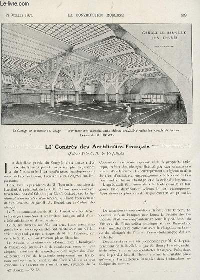 LA CONSTRUCTION MODERNE - N43 - 24 JUILLET 1927 / LIe CONGRES DES ARCHITECTES FRANCAIS / LE GARAGE DE BANVILLE A PARIS - ...