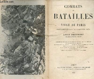COMBATS ET BATAILLES DU SIEGE DE PARIS - SEPTEMBRE 1870 A JANVIER 19871.