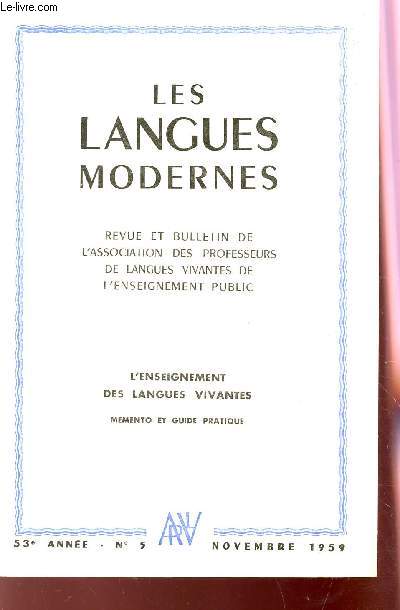 LES LANGUES MODERNES- 53e ANNEE - N5 - NOVEMBRE 1959.