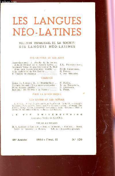LES LANGUES NEO LATINES - 48e ANNEE - 1954 - FASC. II - N129.