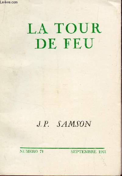 LA TOUR DE FEU - NUMERO 71 - SEPTEMBRE 1961.