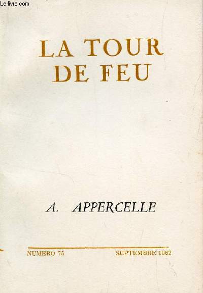 LA TOUR DE FEU - NUMERO 75 - SEPTEMBRE 1962.